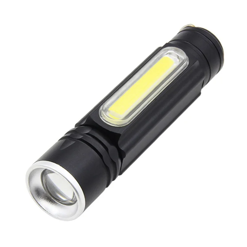 

LED Mini Power Zoom Long Range Flashlight Side Light USB Rechargeable 18650 battery Outdoor Camping Waterproof Lighting Fishing