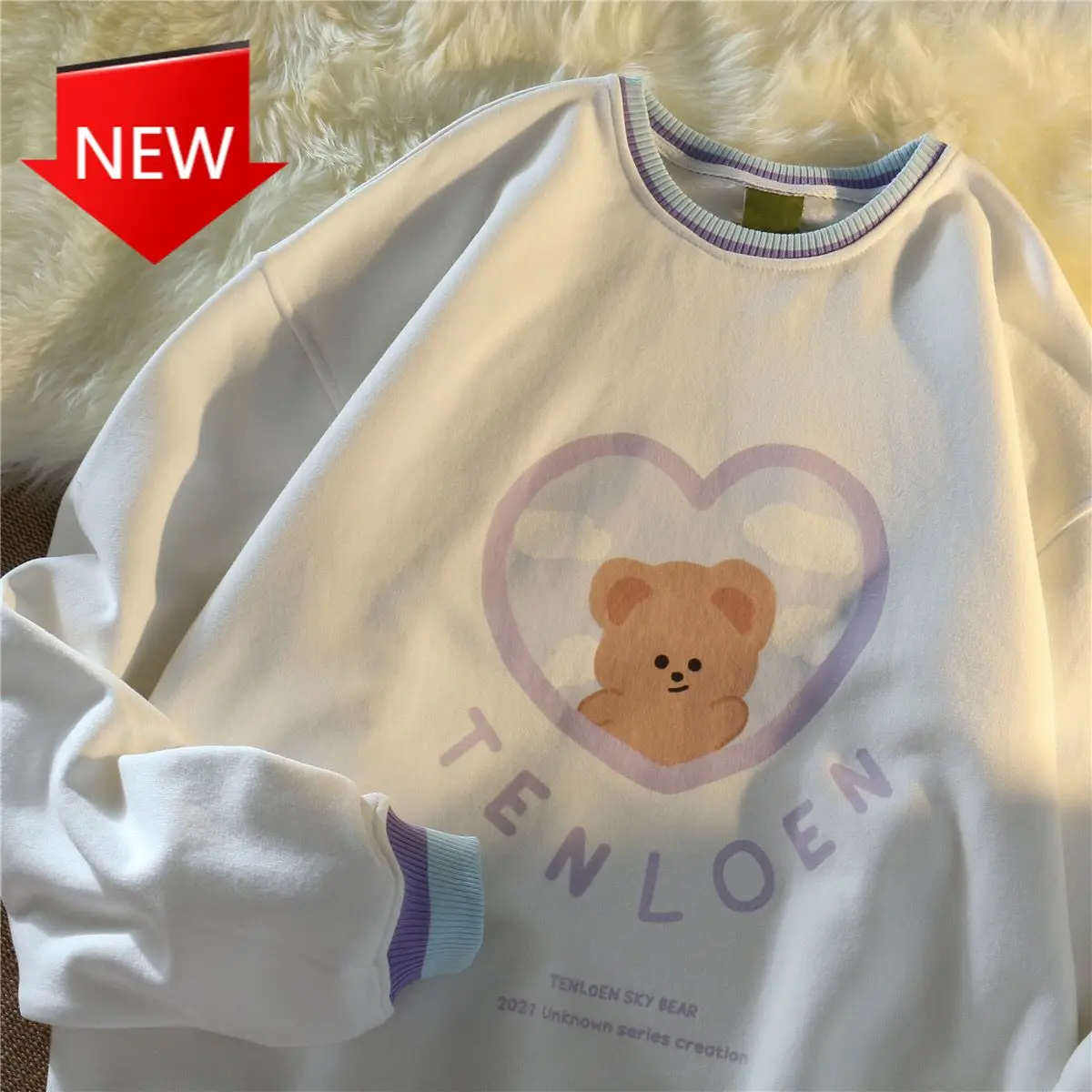 

Толстая теплая толстовка с круглым вырезом в стиле Харадзюку, женские модные топы, корейские зимние Парные свитшоты с длинным рукавом и над...