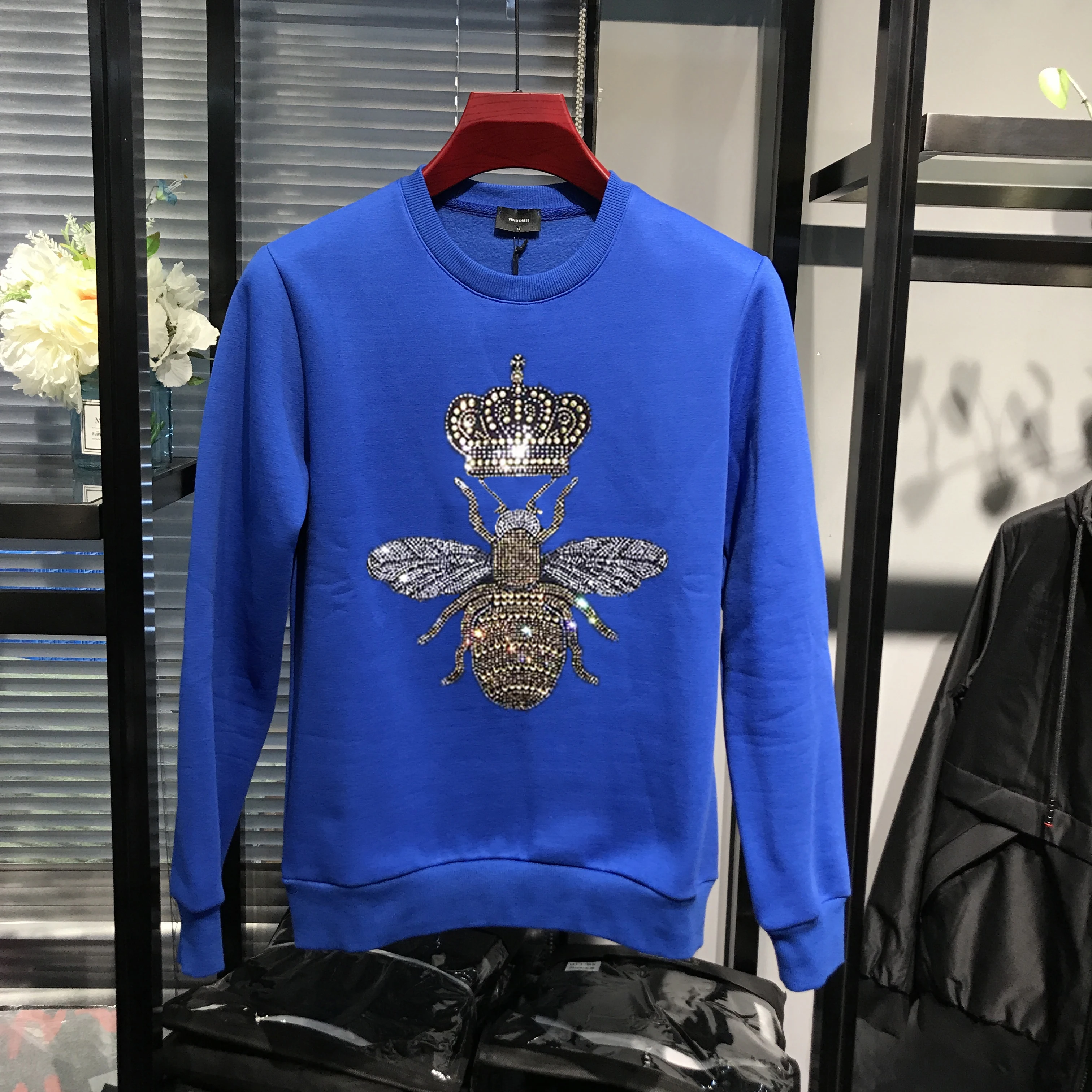 Толстовка мужская из чистого хлопка с принтом пчелы | Мужская одежда