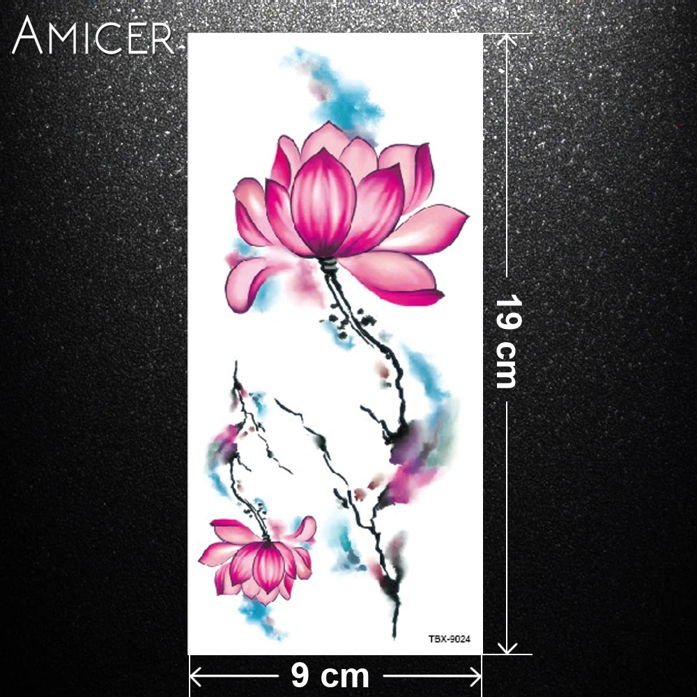 Флеш-тату из хны Поддельные Временные татуировки наклейки милые цветы лотоса