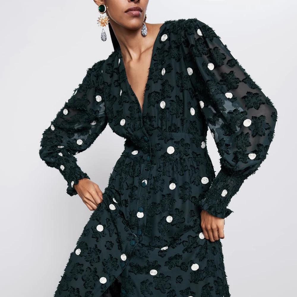 Женское платье с оборками ZA Трендовое очаровательное дизайнерское v образным