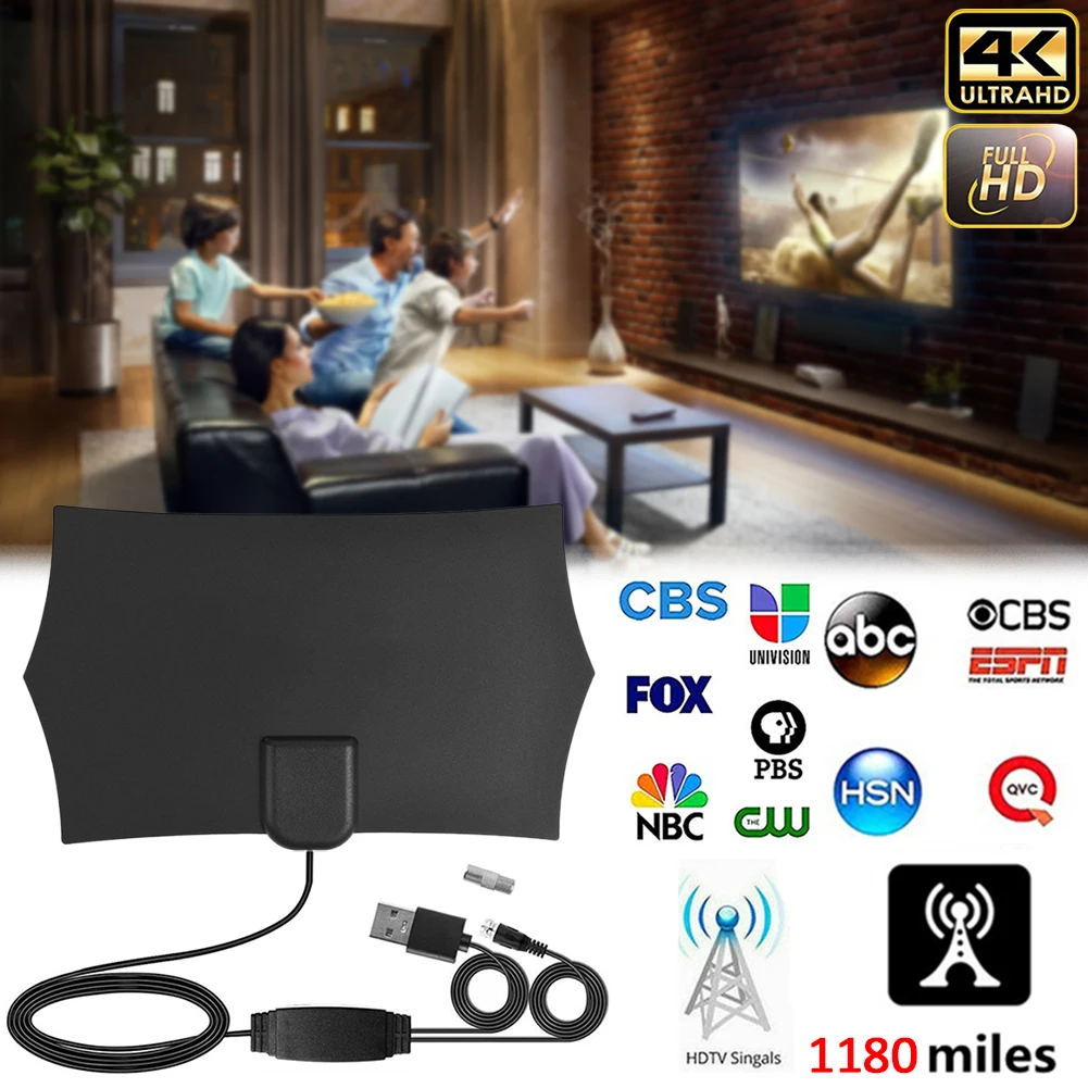 

4K Digital HDTV Aerial Indoor Amplified Antenna 1180 Miles Range With HD1080P DVB-T2 Freeview TV For Life Local Channels Broadca