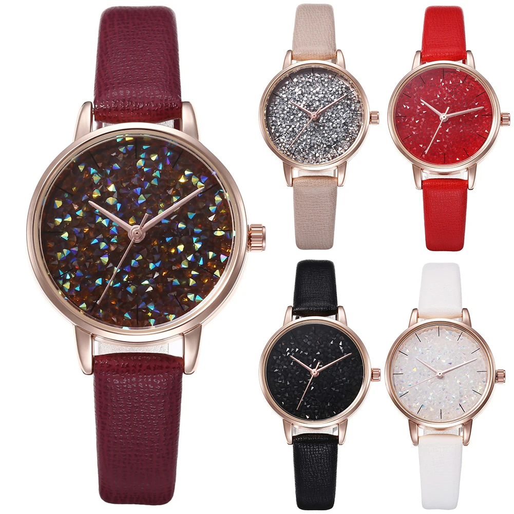Женские Аналоговые кварцевые наручные часы Starry Стразы с круглым циферблатом и