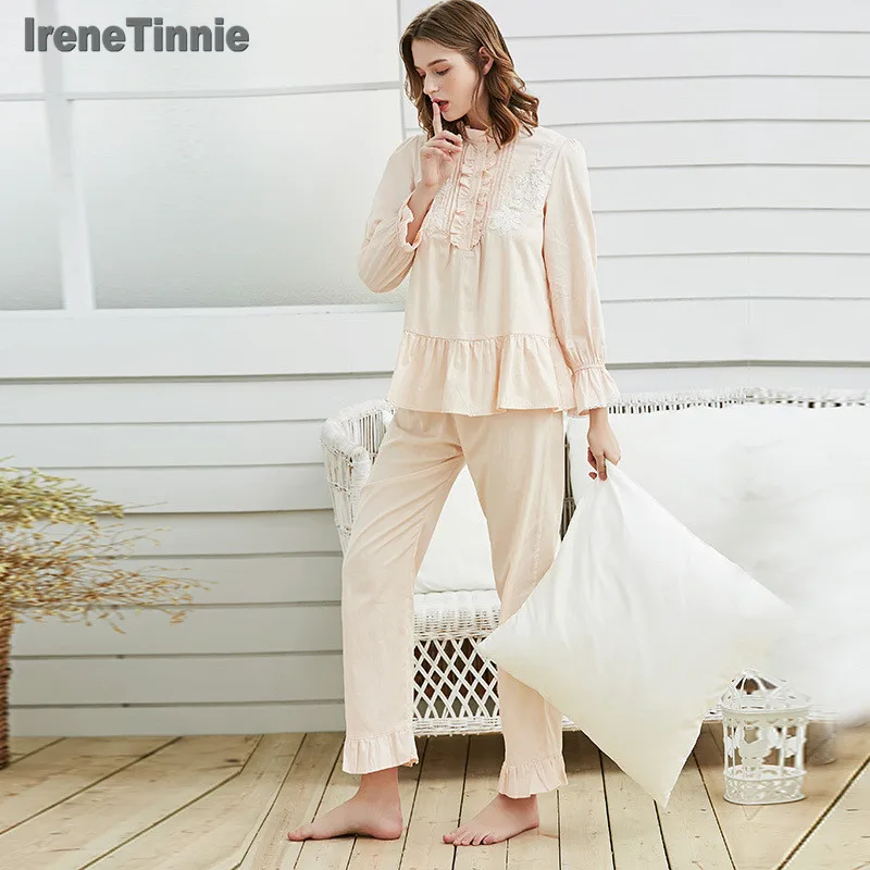 

Новинка 2020, Милая Пижама Irene Tinnie в стиле принцессы, Женский хлопковый пижамный комплект, домашняя одежда для осеннего сна