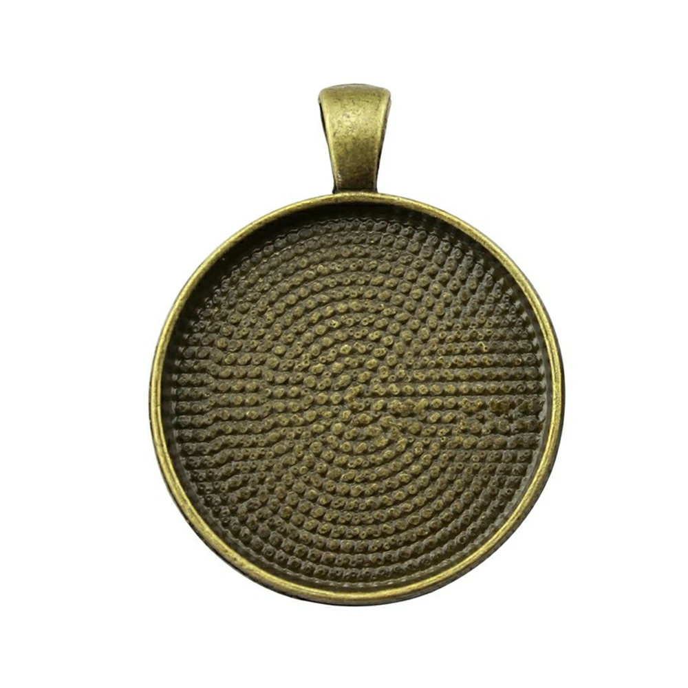 

2pcs Fit 30mm Round Side Perforation Style Cameo Cabochon Pendant Base Setting Antique Bronze Plated Jewelry Findings