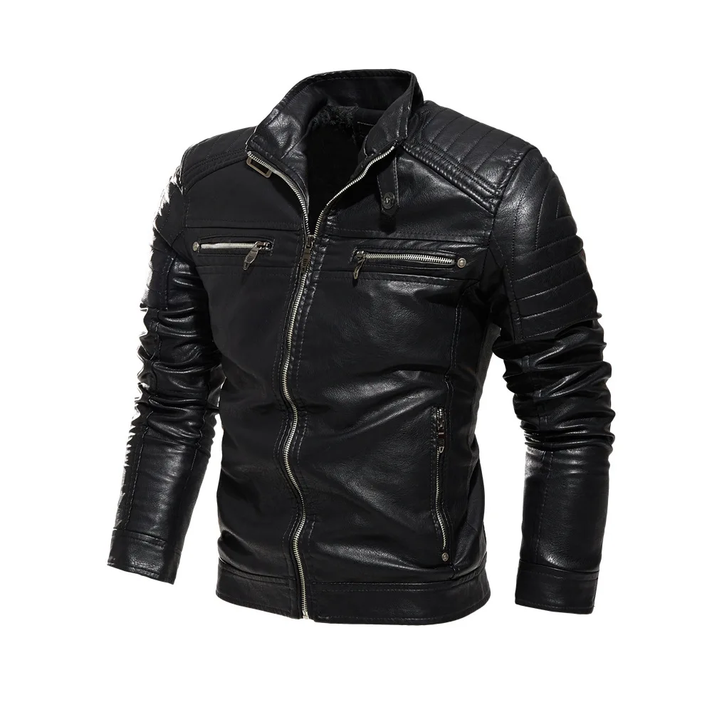 

2020 New Men's Autumn And Winter High Quality Fashion Coat Leather Motorcycle Style Male Business Casual For Warm Overcoat T113