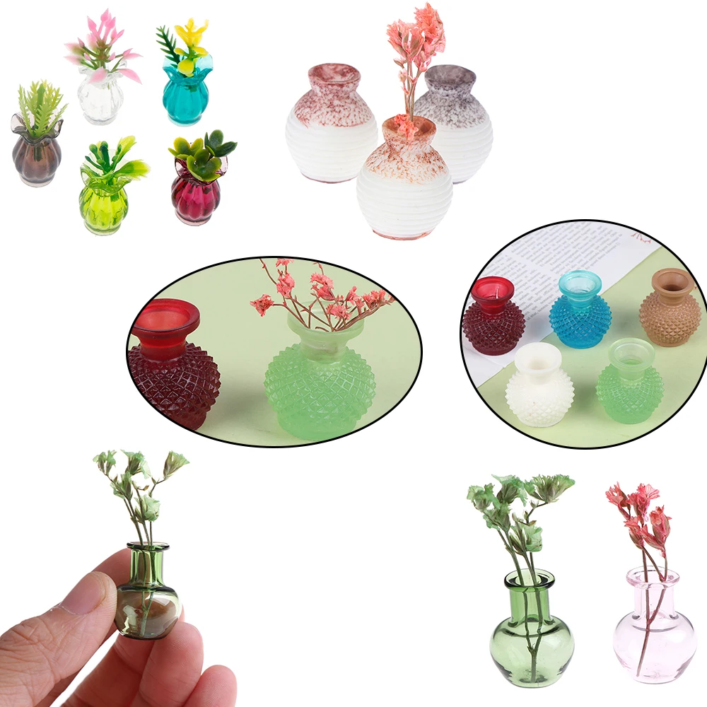 6 видов стилей для кукольного домика мебель миниатюрные синие стеклянные кувшины