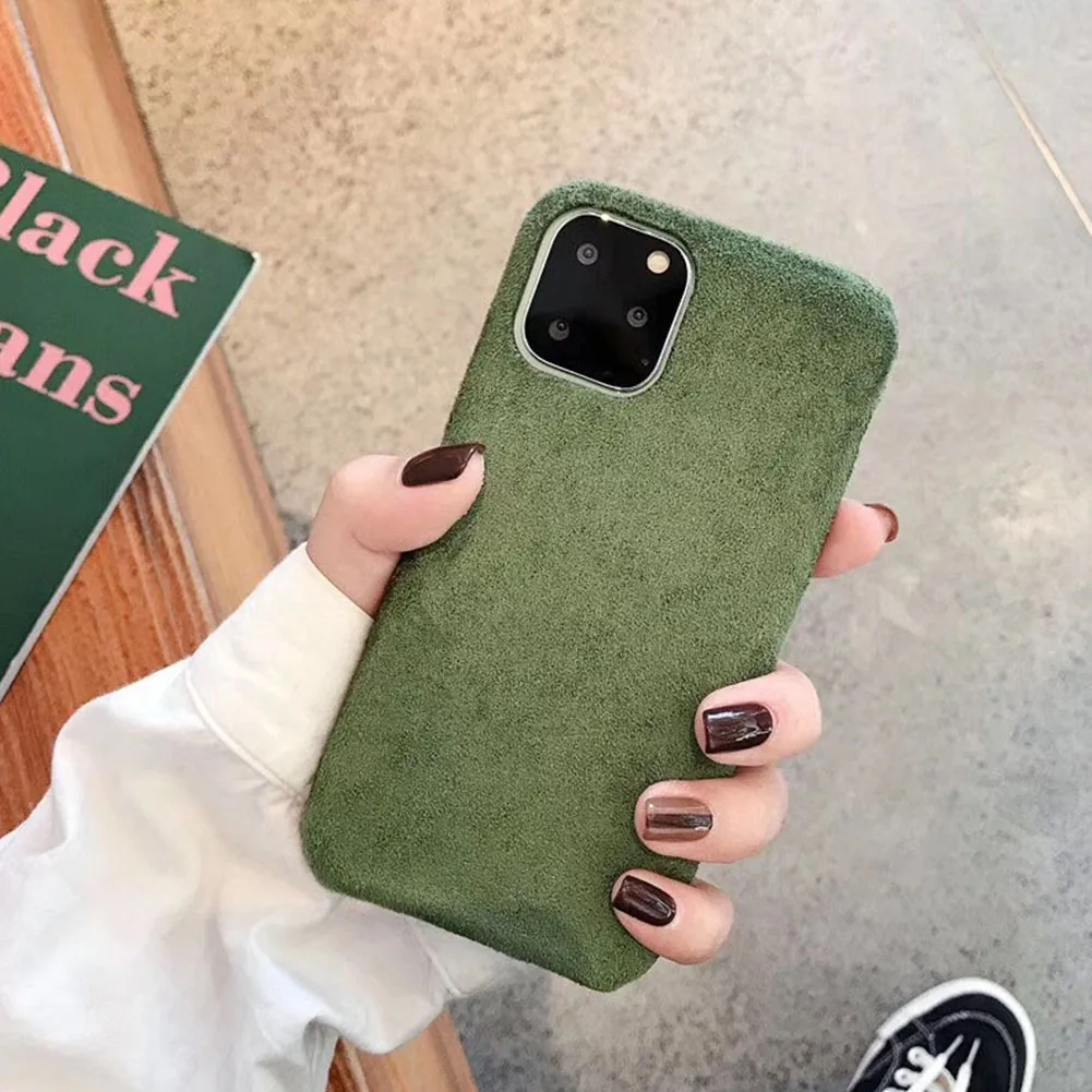 Плюшевая ткань сплошной цвет оболочка для iPhone 11 Pro XS MAX XR X мягкая теплая