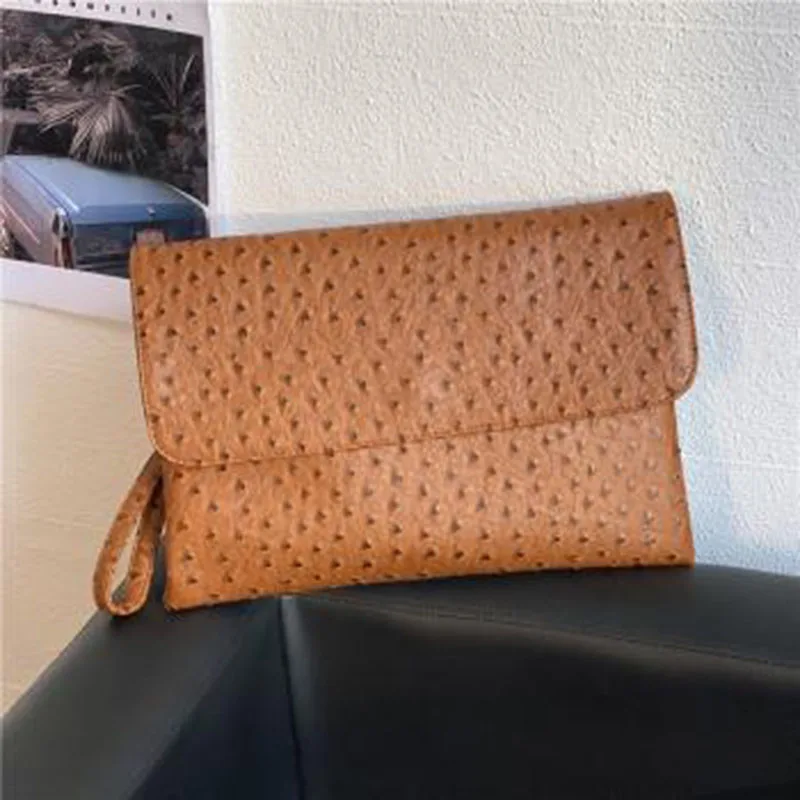 

KUDIAN BEAR Black Retro Leather Envelope Bag Male Clutch Bag Fashion Men Handbag Casual Bag Cell Phone Pocket Bag BIX437 PM49