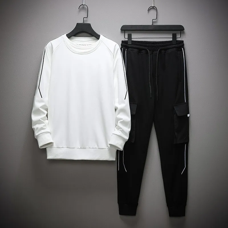 Мужской спортивный костюм с круглым вырезом свитшот длинными рукавами и