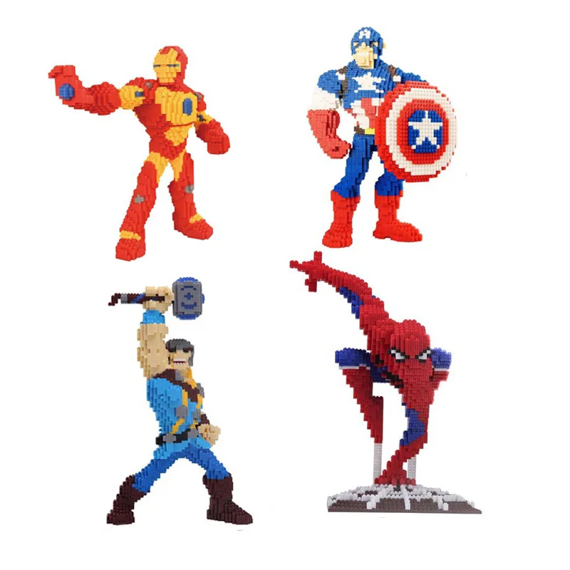 6880 шт. + фигурки супергероев Marvel Magic блоки с принтом Железный человек фигурка Тора