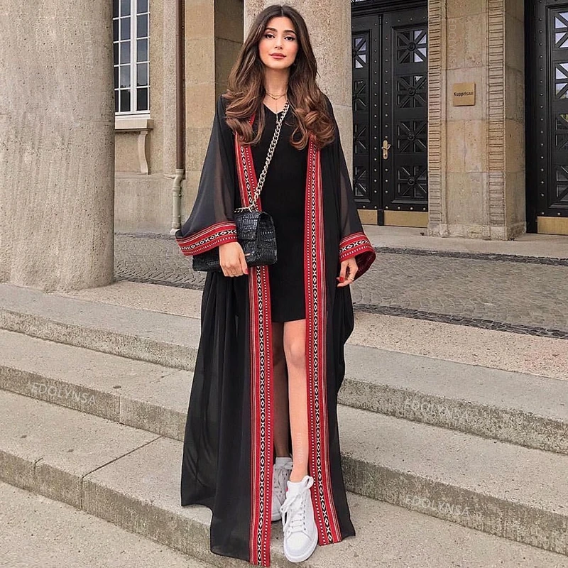 

2021 Sexy See Through Embroidered Long Kimono Cardigan White Chiffon Tunic Plus Size Beachwear Women Tops and Blouses N1038
