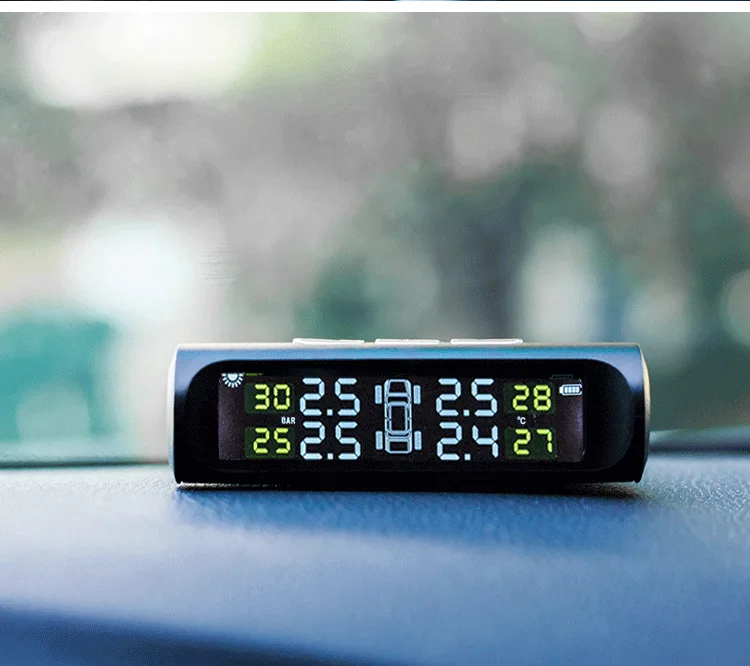 

Solar Power TPMS Pressure Sensor Car Gages Tire Pressure Temperature Warning