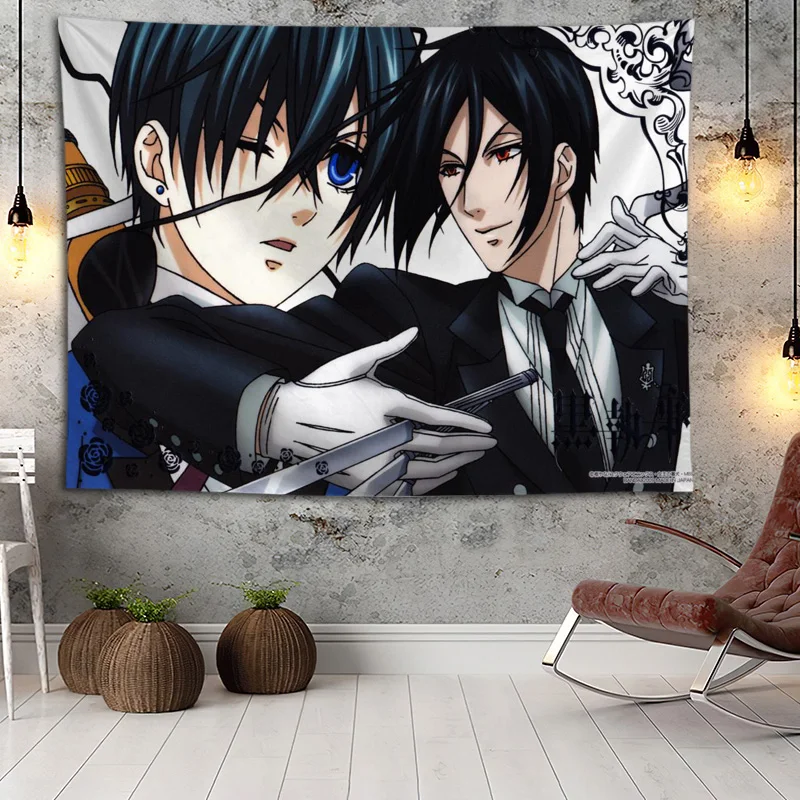 

Black Butler Wall Hanging Tapestry Boho Decoration Home Decor Tapestries Custom Logo For Party Festival Gifts Wall Carpet