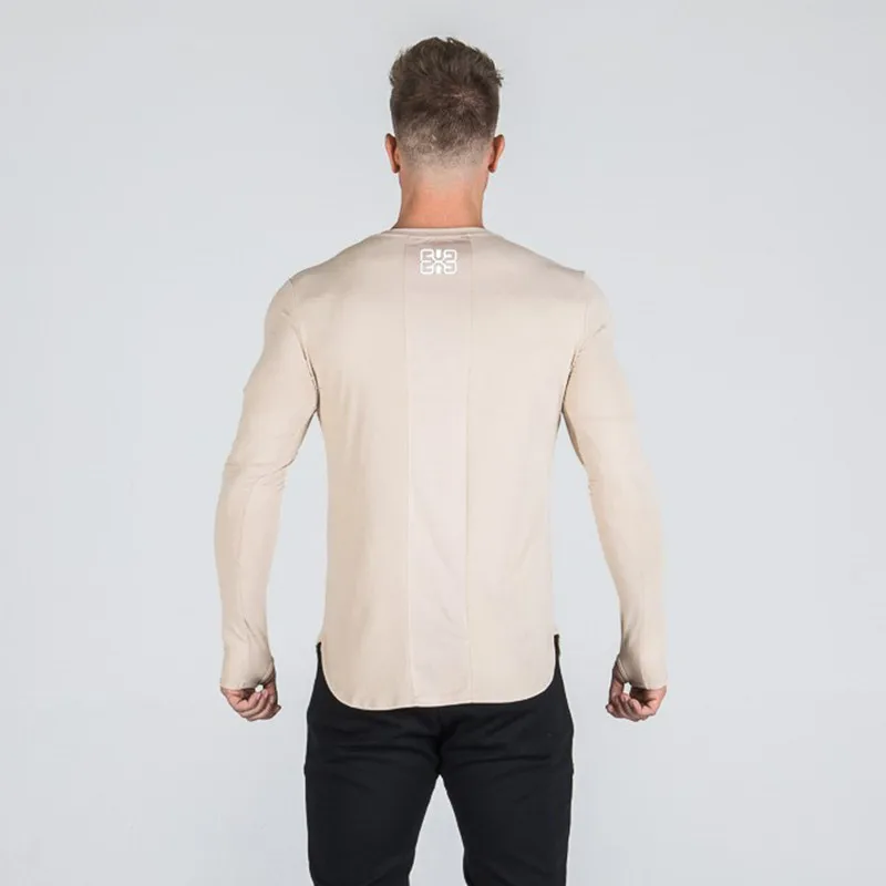 Модные новые мужские хлопковые рубашки с длинным рукавом для бодибилдинга