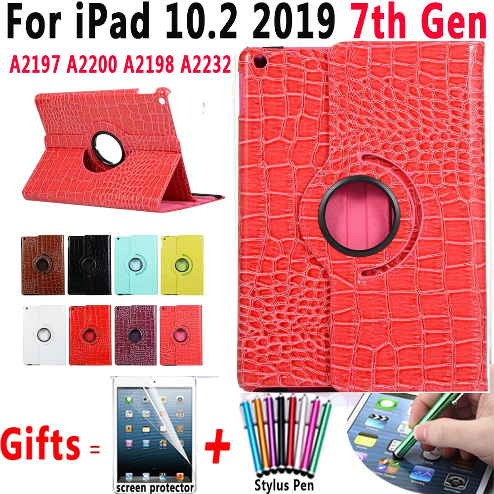 Вращающийся под крокодила чехол для iPad 10 2 2019 7 го поколения A2197 A2200 A2198 A2232 умный сна