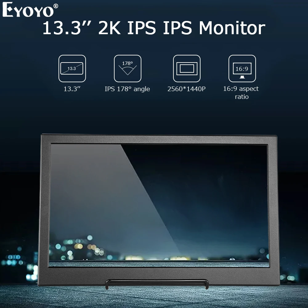 Eyoyo 13 3 &quotIPS портативный монитор второго экрана 2560x1440 QHD 2K HDMI игровой дисплей для