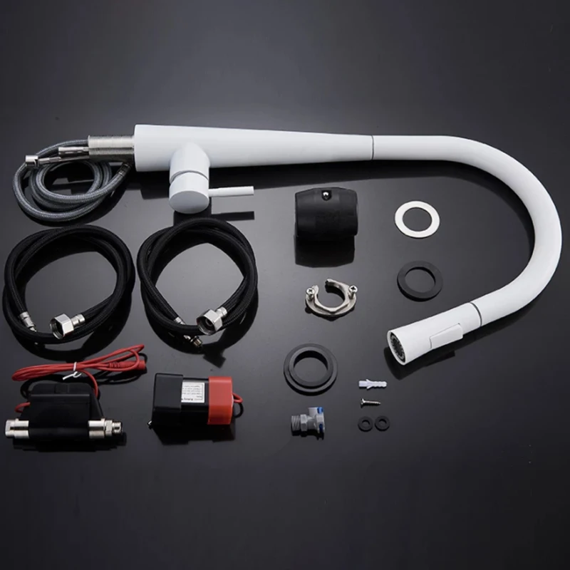 

White Kitchen Sense Faucet Pull out 360 Rotation Smart Touch Sensor Kitchen Sink Faucet Crane Hot Cold water Mixer Taps