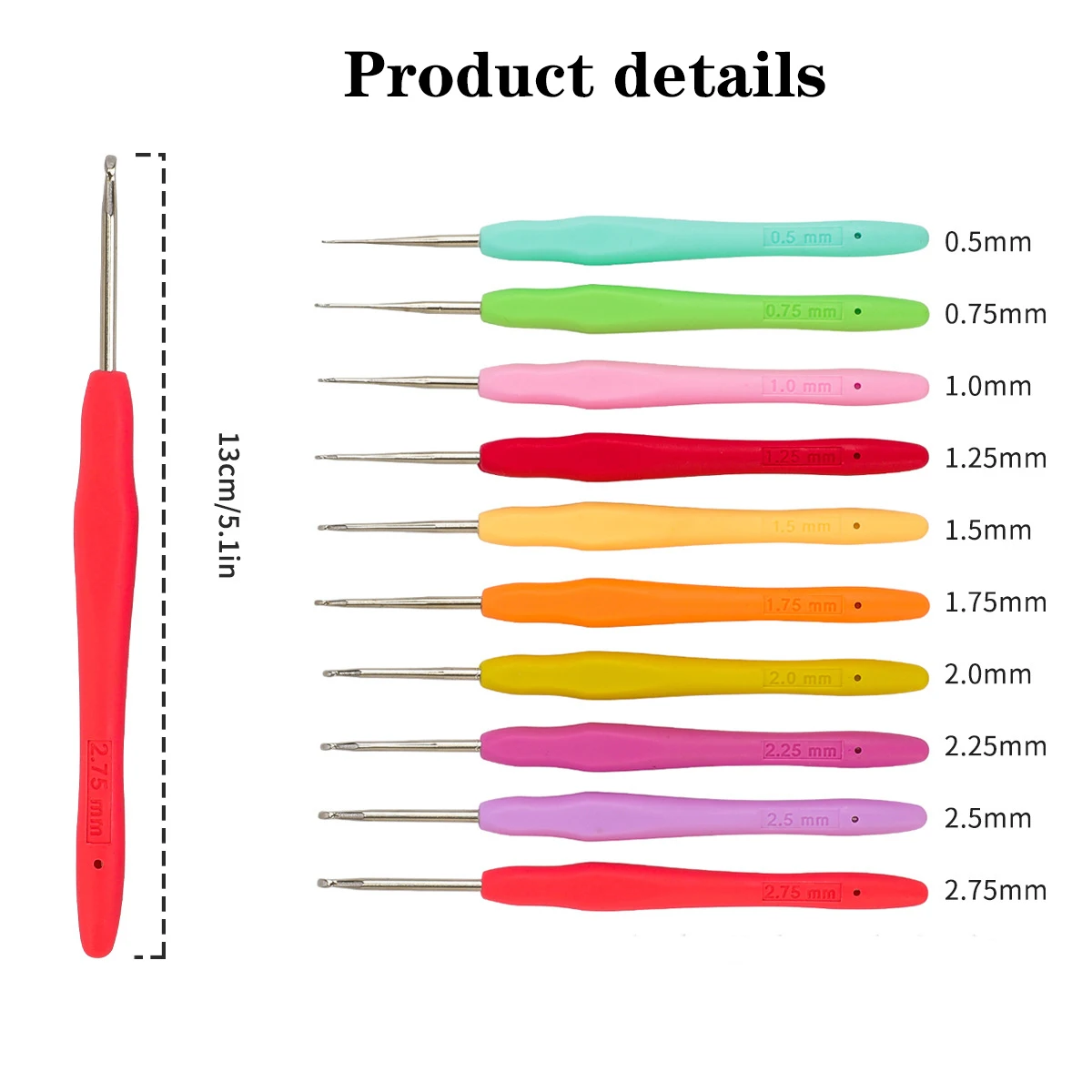 Набор крючков для вязания крючком 0 5 2 7 мм 10 шт./компл. алюминиевые эргономичные