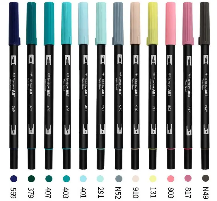 TOMBOW AB-T художественная кисть Ручка японская каллиграфия ручка 96 цветов Двойные головки профессиональная водный маркер ручка для рисования