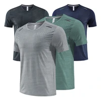 breathable t shirt training men round neck short sleeve jogging quick drying running t shirt micro elastic fitness gym clothing