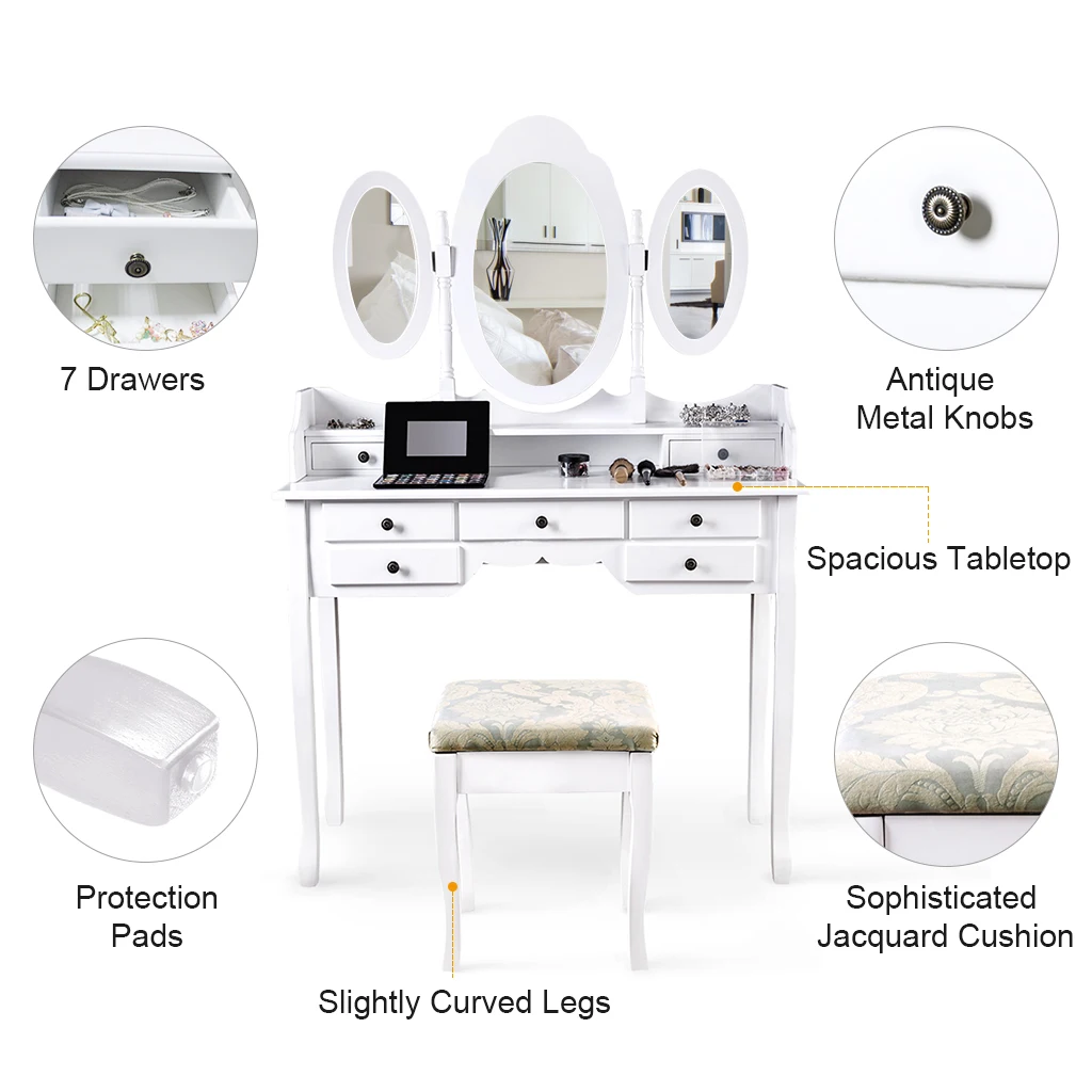 LANGRIA туалетный столик набор табуретов элегантный винтажный макияж консоль 7
