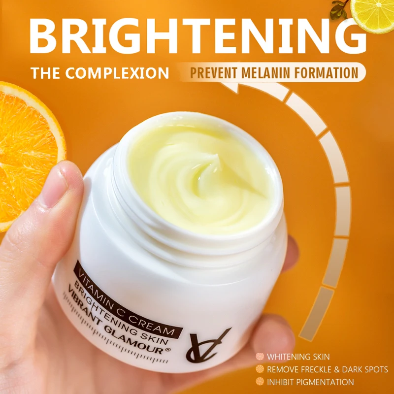 

VIBRANT GLAMOUR Vitamin C Moisture Cream VC Whitening Brightening Anti Wrinkle Anti Aging Repair Fade Freckles Face Cream 50g