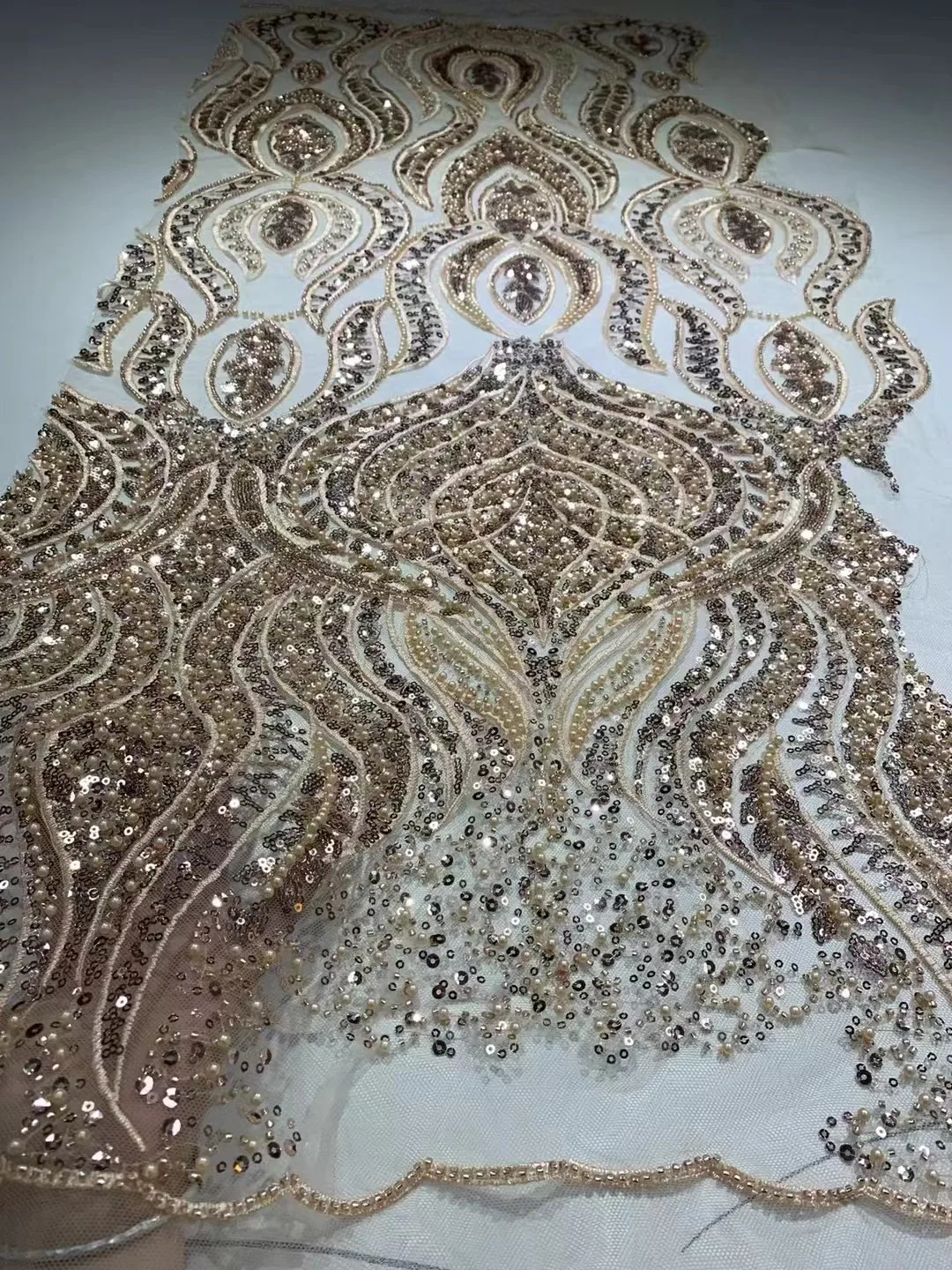 Роскошные бусины кружевная ткань ручной работы французское свадебное платье