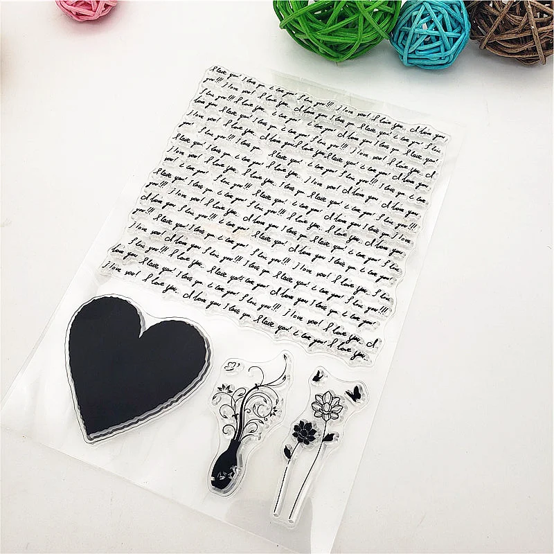 Прозрачные штампы с надписью Love Words силиконовые 11x16 см ТПР роликовые для