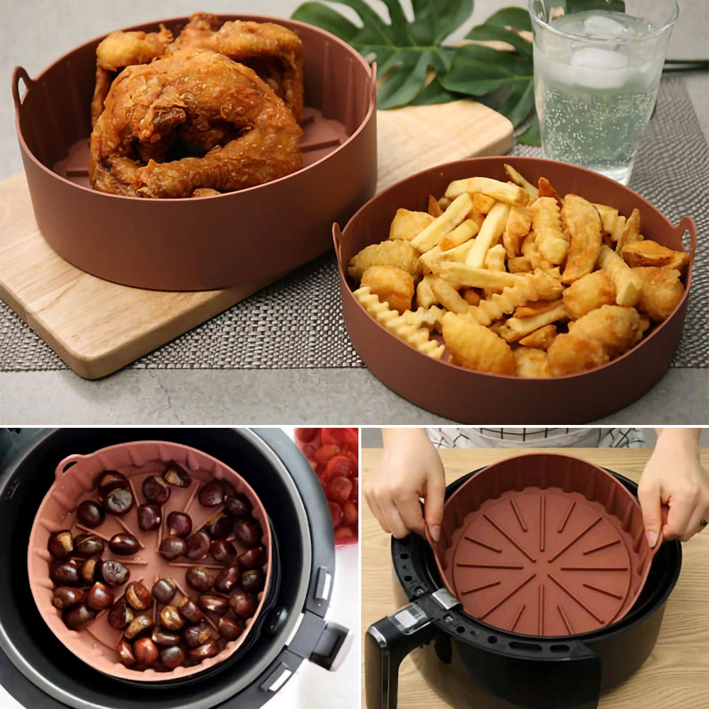

Air Fryer Silicone Pot Multifunctional Air Fryers Oven Accessories Bread Fried Chicken Pizza Basket Baking Tray Baking Dishes