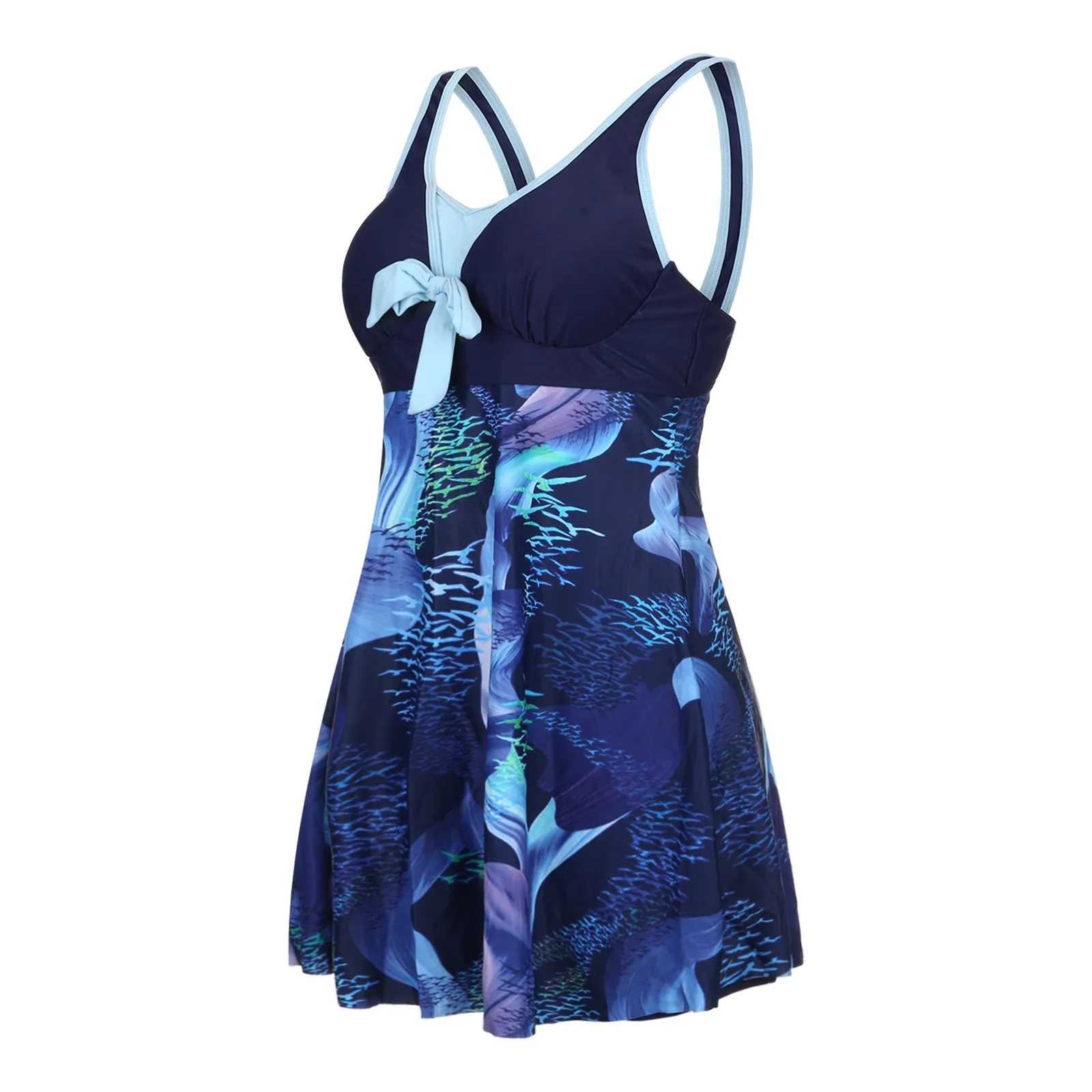 

Plus Size Swimwear Women Summer Women's Bow Tie Printed Large-size Beach Style Sexy Swimsuit and Shorts trajes de bao mujer