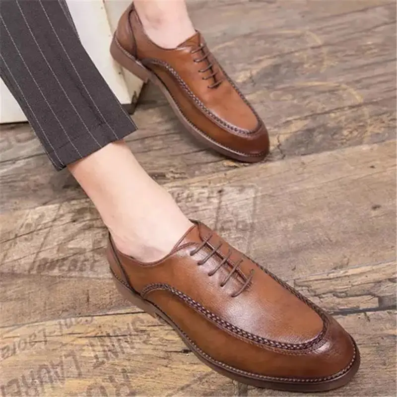 

Nice Autumn Pop Men PU Leather Shoes Handmade Lace Up Men Business Shoes Breathable Comfortable Casual Shoes Big Size 47