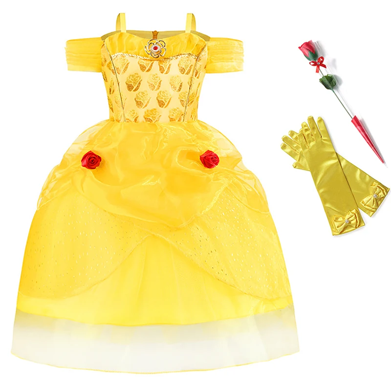 Dress Set 3 YOFEEL/платье принцессы Белль для девочек пышный костюм для красавицы и чудовища, многослойное платье для ролевых игр Вечерние платья на Хэллоуин для маленьких девочек - Цвет: Dress Set 3