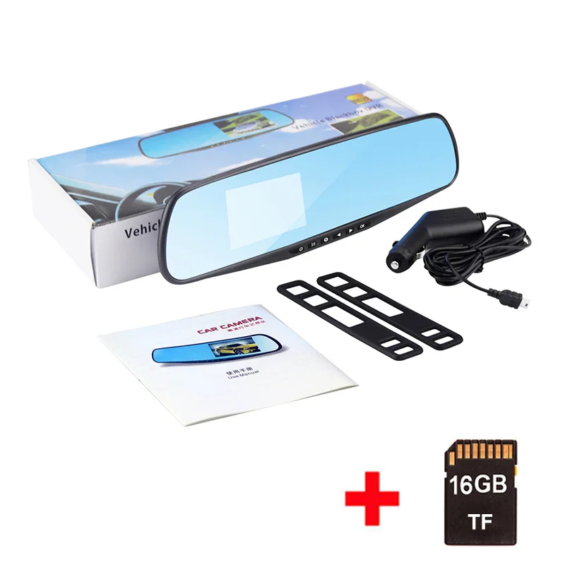 add 16g tf Dvr камера full HD dash cam зеркало заднего вида Камера авто dashcam рекордер dvr voiture с sd-картой видео регистратор в автомобиле видео - Название цвета: add 16g tf