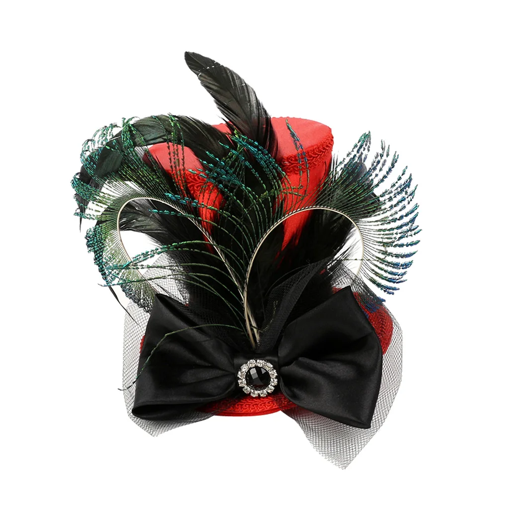 

Bow Hair Clip Feather Top Hat Wedding Fascinator Royal Ascot Race Headwear