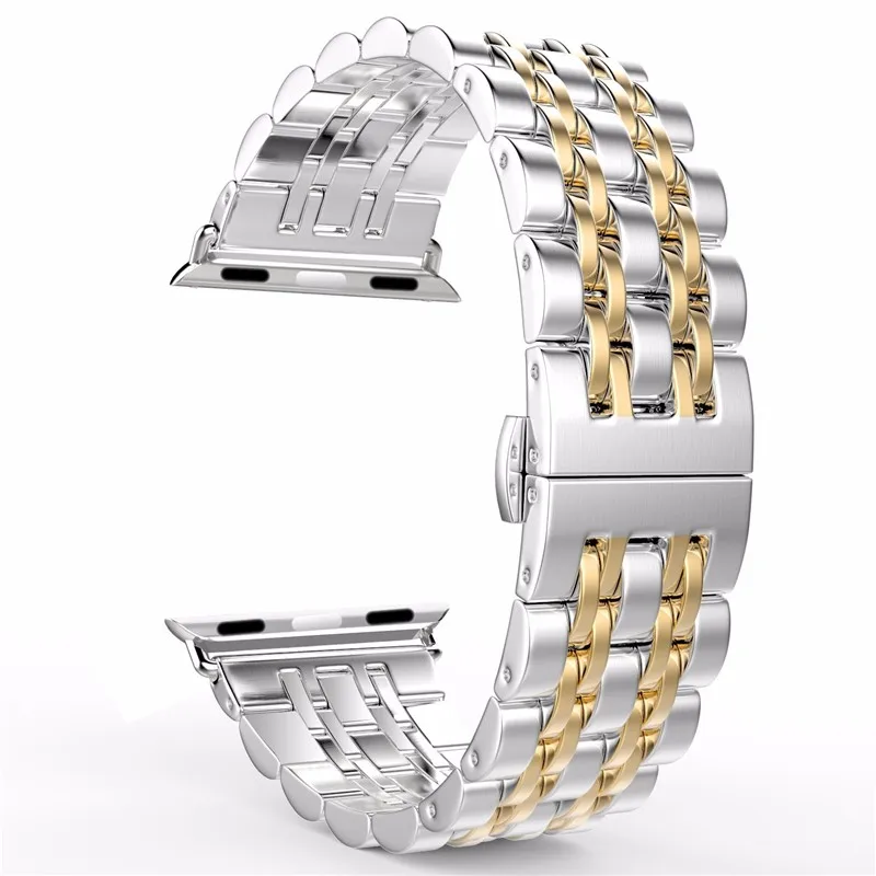 gold Классический металлический ремешок из нержавеющей стали для Apple Watch 38 мм 42 мм 40 мм 44 мм серия 5 браслет ремень для iWatch серии 4 3 2 1 - Цвет ремешка: gold
