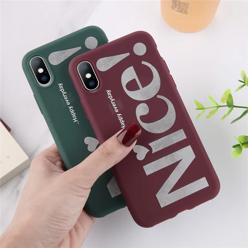 iPWSOO Letter NICE Phone Case For iPhone 11 Pro Max X XS XR Xs Soft TPU Solid Color Cases Cover 6 6s 7 8 Plus | Мобильные телефоны