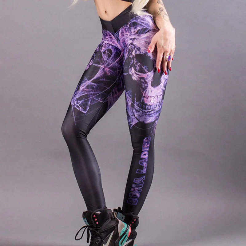 

European and American hot fashion sexy new manufacturers direct sales skull print bottom pants Yoga Fitness pants women