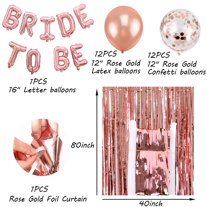 Вечерние украшения для девичника из розового золота свадебные принадлежности