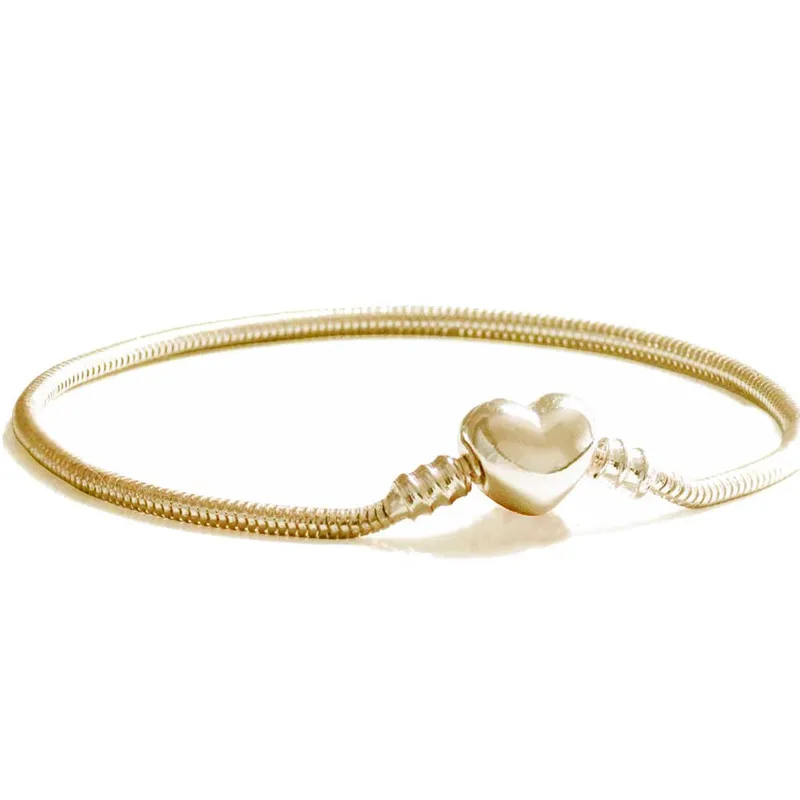 Шарм браслет сердце шампанское золотистый крошечный Змеиный цепочка с пряжкой