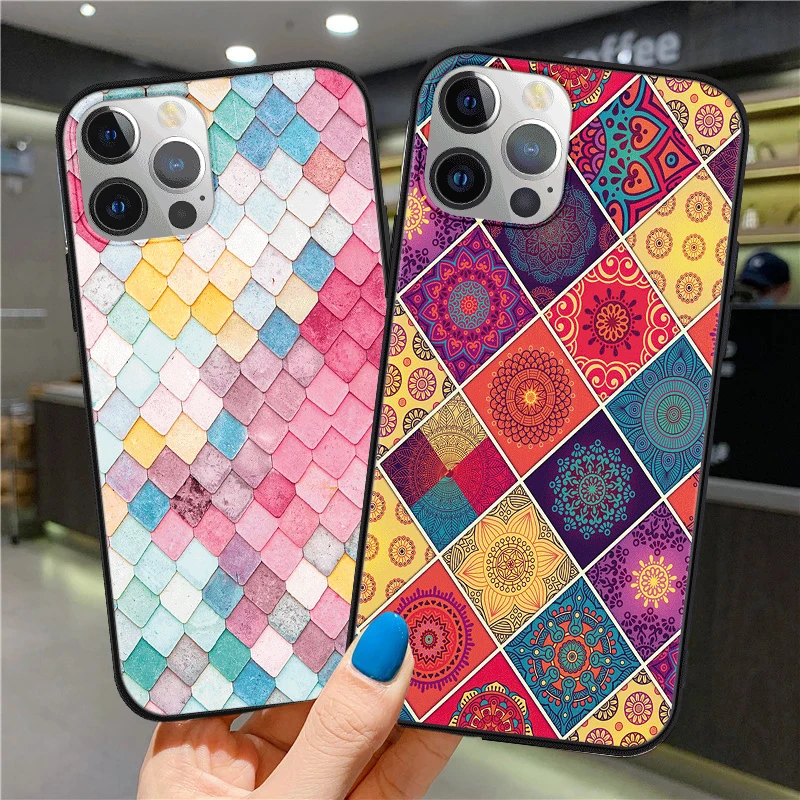 Цветной чехол для телефона с клетчатым узором iPhone 12 11 Pro Mini 8 7 6 6S Plus X XR XS MAX SE 2020