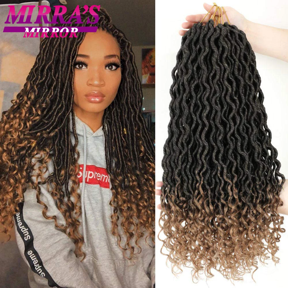 

Goddess Locs Crochet Hair Soft Faux Locks Crochet Braids With Curly Ends Wavy Synthetic Braiding Hair Extensions For Black Women