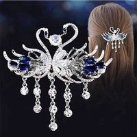 crystal swan decor hair top clip hair decor bridal hair accessories crystal hair antique tassel hair clips accessories jewelry