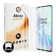 3 Pieces 3D Curved Edge Glass for OnePlus 8 Pro Akcoo Tempered Glass Oneplus 8 screen protector Compatible Fingerprint unlock