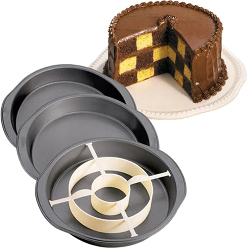 New Checkerboard Cake Mold 3pcs Non-Stick Baking Pan Tin Divider Set DIY Bakeware Pizza Pan