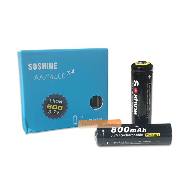 8 шт. 100% Оригинальные Литий-ионные аккумуляторы Soshine 14500 AA 3 7 в 800 мАч | Электроника