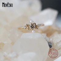 moveski 925 sterling silver simple temperament pearl zircon geometric ring women elegant anniversary gift jewelry
