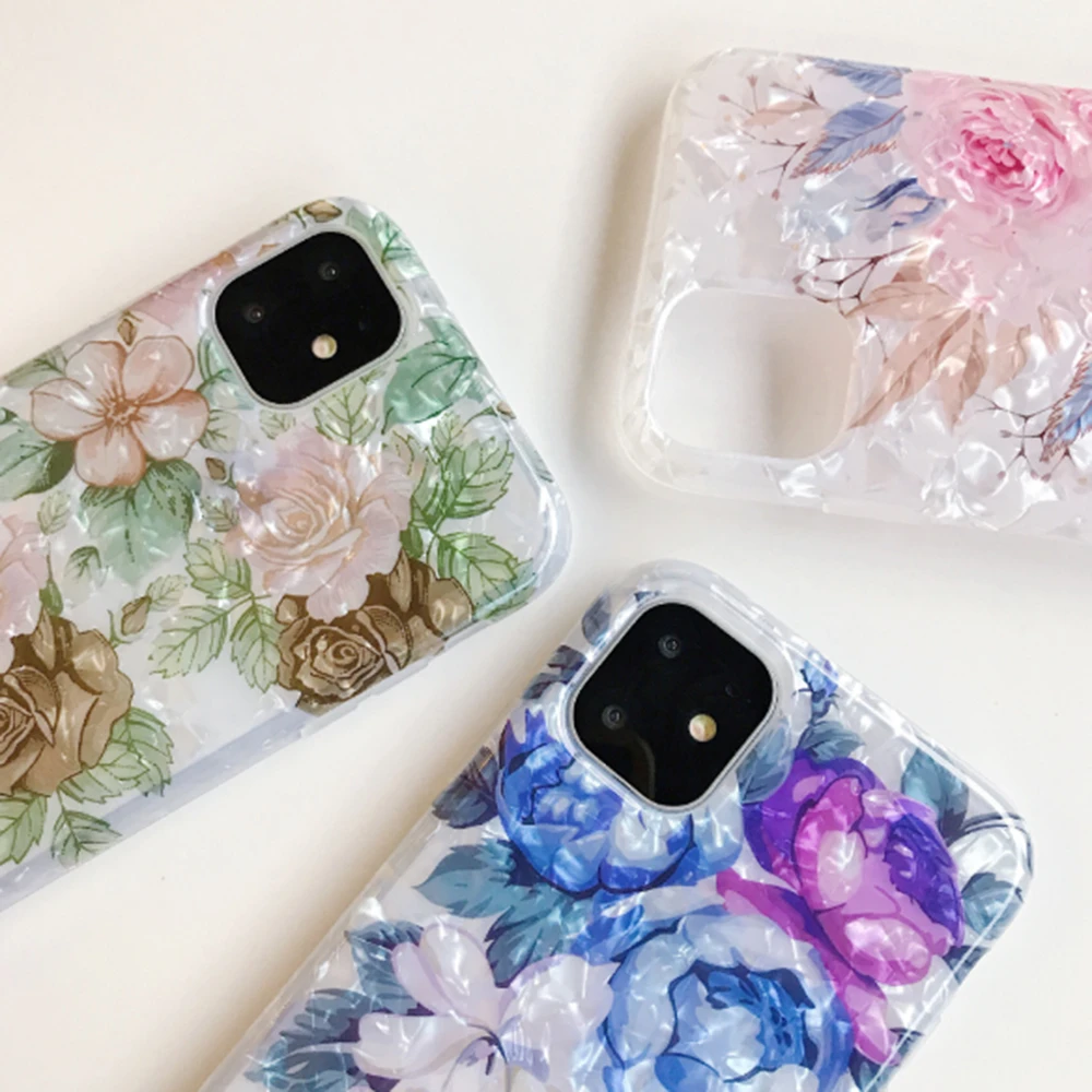 

Vintage Floral Phone Case For IPhone 11 Pro X XR XS Max 6 6s 7 8 Plus Peony Flower Soft Back Cover Coque Cellphone Shell Girls