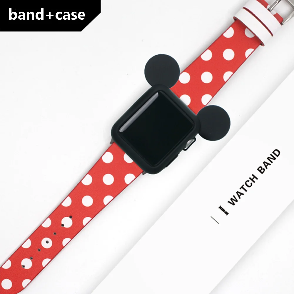 Ремешок для apple watch band 42 мм Натуральная кожа apple watch аксессуары 40 мм iwatch 4 полосы 44 мм 38 мм Микки корпус для мыши женщина - Цвет ремешка: 12