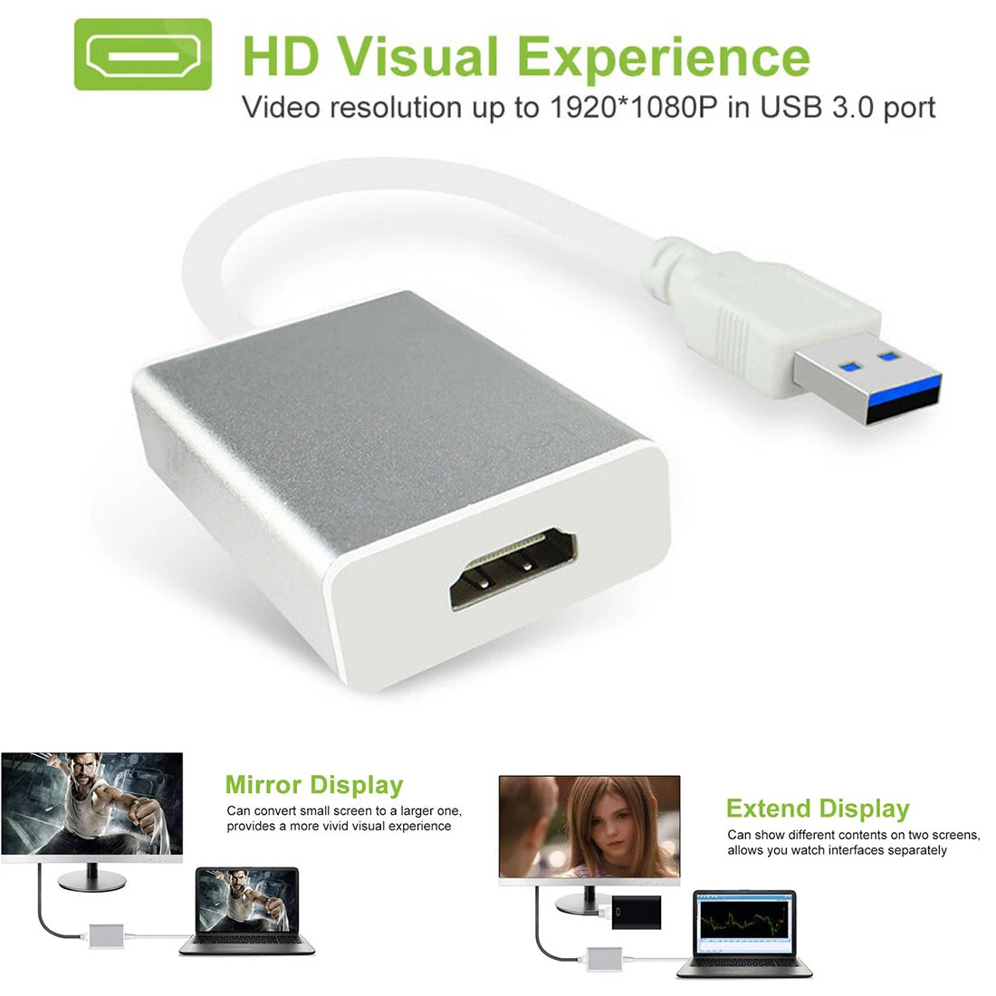 HD 1080P USB 3 0 конвертер HDMI-совместим для ПК ноутбука TV внешняя Видеокарта адаптер